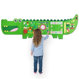 Rivibou Crocodile Montessori Busy Board,Sensory Board,Educational Toys,Activity Cube,Daycare Furniture,Playroom Furniture,Interactive Toys,Learning Toys,Travel Toys for Plane Car,Gift for 3-6
