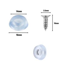 DHWEKU Pack of 30 Chopping Board Rubber Feet, 1.6 x 1.5 cm, Non-Slip Rubber Feet with Stainless Steel Screws, Round Chopping Board Legs, Underlay for Furniture, Electronics, Kitchen Appliances