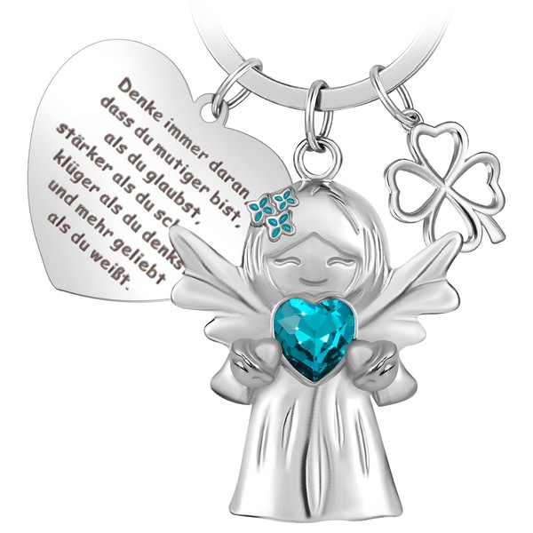 Fugoviin Guardian Angel Lucky Charm Keyring with Gemstones and Lilac