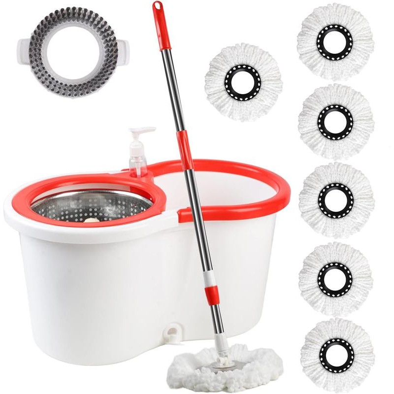 Colorful 360° Spin Mop and Bucket Set with 3 Microfiber