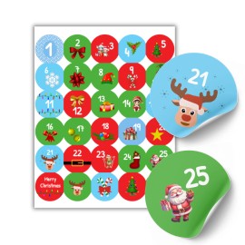 Unbranded Christmas advent calendar gift envelope seals stickers labels tags count down