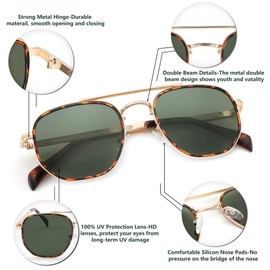 FEISEDY Sunglasses Aviator Men Women 70s Sun Glasses Square Frame UV400 Protection B2953