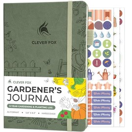 Clever Fox Gardener's Journal - Cuaderno de jardinería guiado para plantar verduras, flores y hierbas - Libro de registro de jardín de 5 años para principiantes (ciprés)
