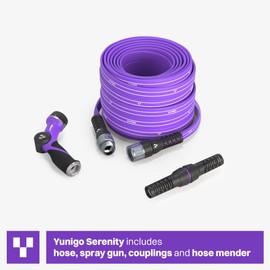 YUNIGO SERENITY Garden Hose 100ft, No-Kink, Lightweight, UV & Abrasion Resistant, Flat-to-Round Design, with 450 PSI burst pressure, Stylish Water Hose, Engineered for High-Performance Outdoor Use