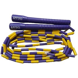 Ampro Ballers Beaded Long Handle Freestyle Jump Rope - Skipping Rope - Trickstar - Yellow Purple