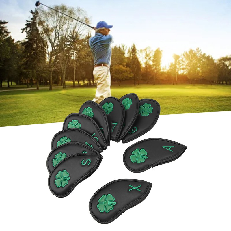 10 PCS Golf Club Head Covers Four Leaf Clover Pattern