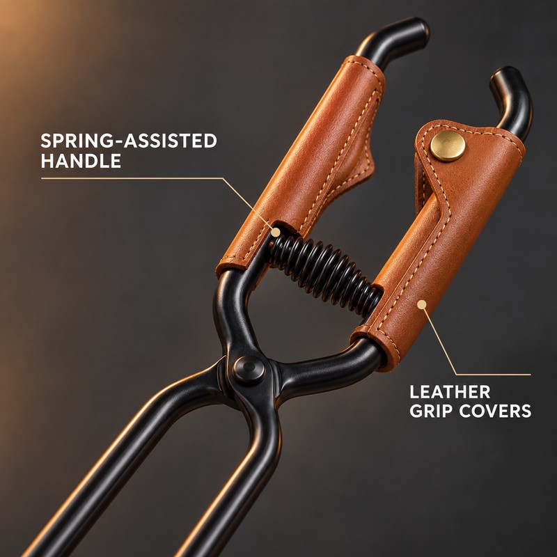 SHINE TRIP Carbon Steel Barbecue Fire Tongs, Lightweight Portable Anti-Scalding