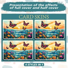 Peacoblue Bank Card Sticker Oil Painting Butterfly and Flower with River Credit Debit Card Custom Skin Cover Protector, 4 Styles Scratch-Proof Decal for Most Popular EBT Transportation Key Card