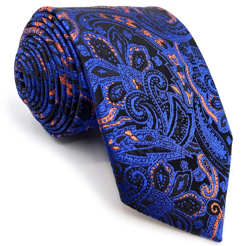 S&W SHLAX&WING Neckties for Men Orange Blue Neck Tie Set