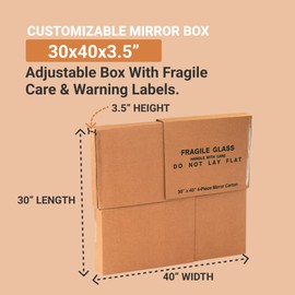 Aviditi 30404PCMC 4-Piece Mirror Boxes, 30" L x 40" W x 3 1/2" H, Kraft (1 Set of 4 Pieces))