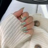 SXVME Uñas Postizas Almendradas con Glaseado Verde Donut, Uñas Postizas