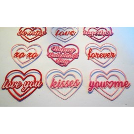 Valentines Hearts Layered 9 Paper Die Cut Scrapbook Embellishments Cardmaking