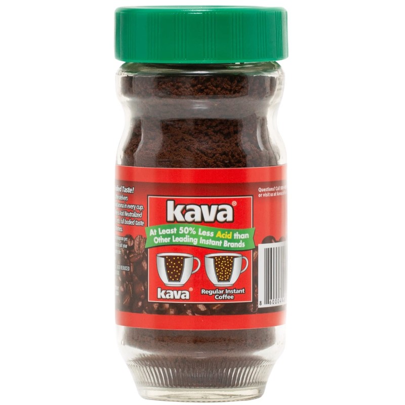 Kava Decaf Acid Reduced Instant Coffee, 4 Ounce Jar (Pack