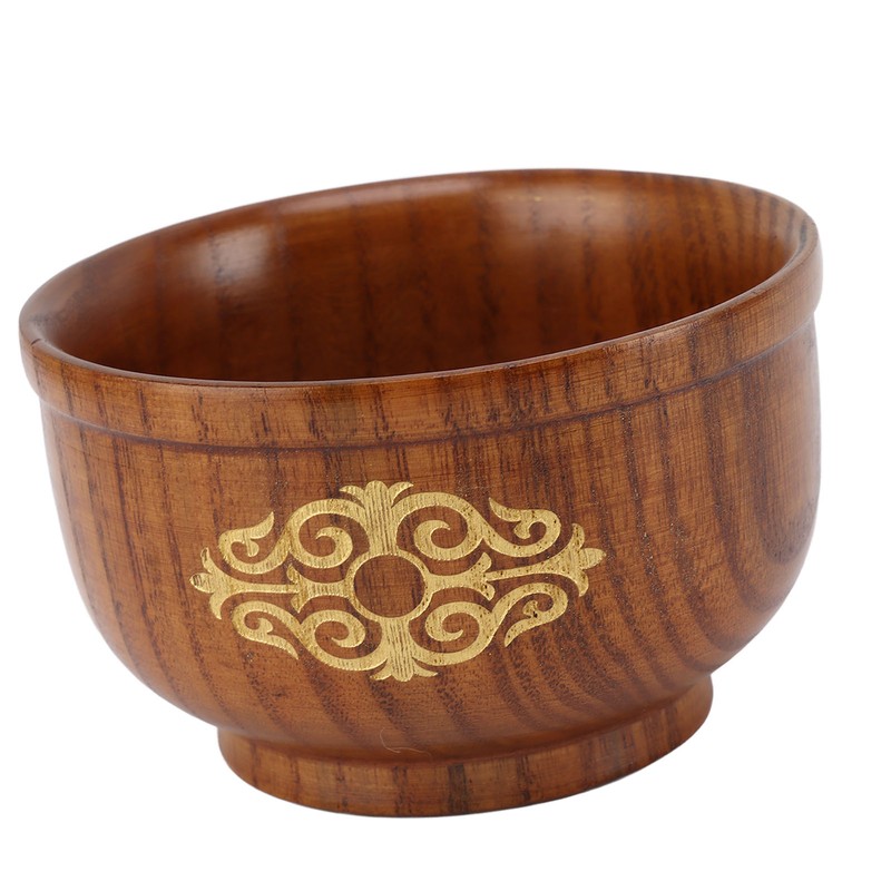 Wooden Rice Bowl Jujube Wood Anti Scald Exquisite Elegant Round