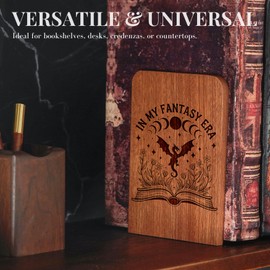 Dragon Bookends, Dragon Gifts for Men Women, Fantasy Bookends, Fantasy Gifts, Heavy Duty Wooden Book Ends for Shelves Decorative(1 Pair, 4.72x6.69 Inches)