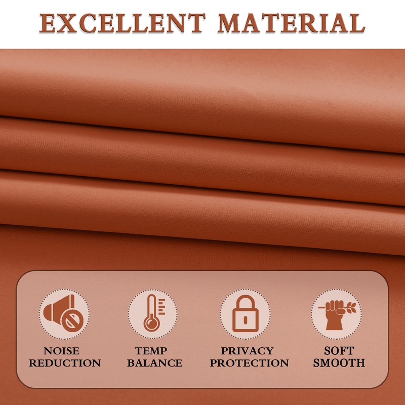 DONREN Burnt Orange Short Curtains for Kitchen 2 Panels Home