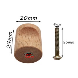 Zasvec Furniture Knobs, Pack of 12 Cabinet Handles, Wooden Drawer Knobs, Dresser Knobs, Furniture Handles, Matt, 20 x 24 mm, Drawer Handles, Cabinet Knobs with Screws for Cabinets and Drawers