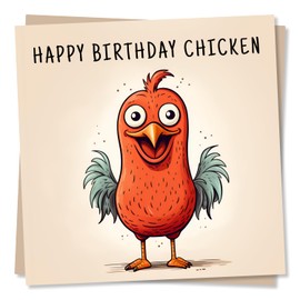 Funny Chicken Happy Birthday Card Happy Birthday Chicken - Cartoon Birthday Card for Family, Friends - Made in UK