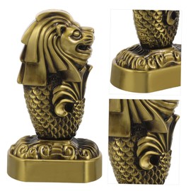 FUNOMOCYA Merlion Ornament World Architecture Model Singapore Merlion Statue Singapore Merlion Figure Wealth Prosperity Figurine Home Decor Vintage Merlion Figurine Office Money Mini Metal