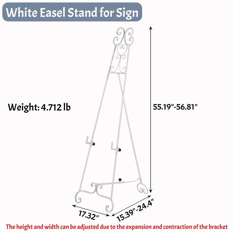 Metal Free Standing Adjustable Display Stand Scroll Easel with Chain