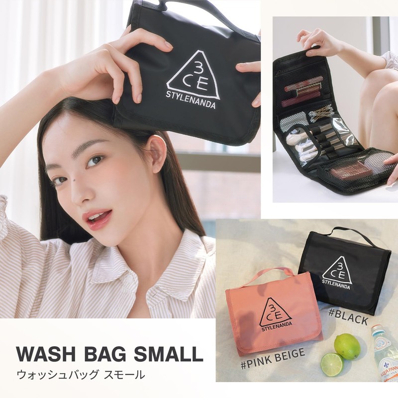 3CE Wash Bag Small Pink Beige Cosmetic Pouch Cosmetic Pouch