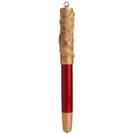 Hongdian A24 Fountain Pen Fine Nib, Bright Red & Golden Dragon Stereoscopic Carving Cap Design, 1 Count (Pack of 1)