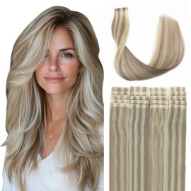 SURNEL Injected Tape in Hair Extensions 22 Inch Colour 18 Caramel blond 613 Bleach Blond Natural Real Hair Extension Upgraded Seamless Remy Invisible Skin Weft Straight 20 Pcs 50g(#18P613-22)