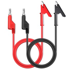 Cleqee 4 mm Stackable Banana Plug to Crocodile Alligator Clips Test Leads Flexible Cable Wire Pack of 2 Red Black 3.3 ft/1 m for Multimeter Electrical Testing