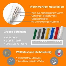 Dreamprint Expander Rope, 20 m, Black, 6 mm Diameter, Rubber Rope, Tarpaulin Rope, Elastic Rope for Indoor and Outdoor Use, Weatherproof and Tear-Resistant, Ideal for Load Securing, Tarpaulin