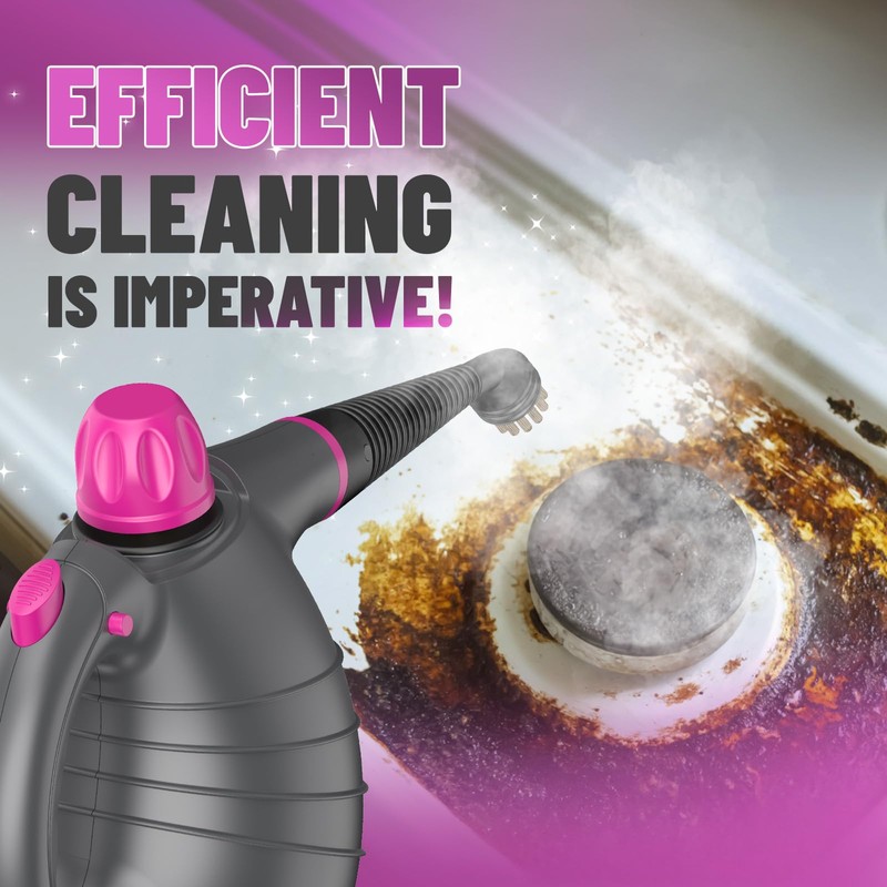 Pressurized Handheld Steam Cleaner with 10pcs Accessories&Safety Lock, Multi-Purpose Natural