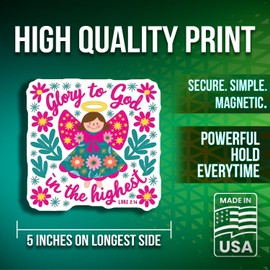 Angel Magnets - Bible Verse Magnets - Christian Home Decor Magnets - 2 Pack - 5" On Longest Side - Made in USA - PLDFMAG3913