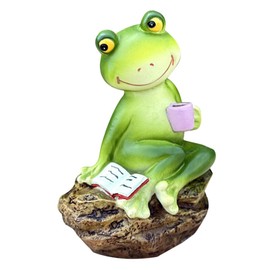 iplusmile Cute Frog Garden Statue Charming Resin Figurine for Outdoor Decor for Patios Lawns and Homes Adorable Reading for Aesthetics