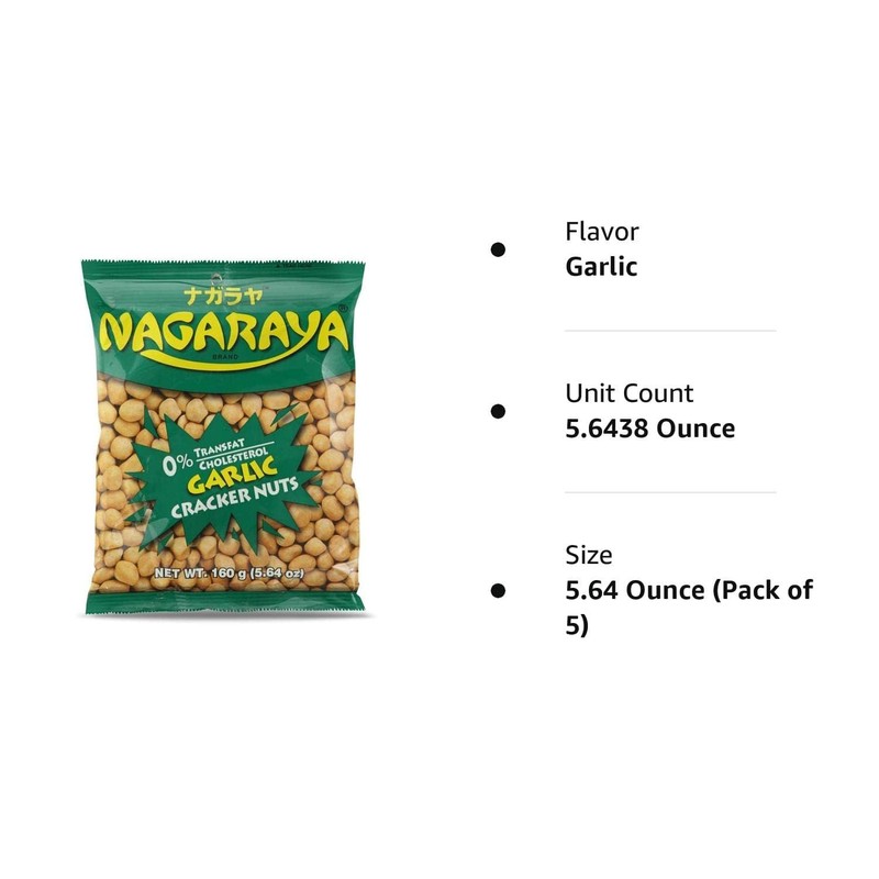 Nagaraya Cracker Nuts Garlic Pack of 5 (160 G Per