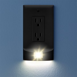 SnapPower 1 Pack StormLight Power Failure Night Light Outlet Cover - Dusk-to-Dawn Sensor LED Light - Up to 6 Hour Battery Backup Emergency Hurricane Lighting (Black, Decor)