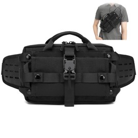 ACEXIER Tactical Men's Belt Bag Outdoor Sports Chest Bag Waterproof Shoulder Strap Bag EDC Shoulder Bags for Hunting Camping Hiking, black