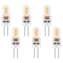 6 Pack G4 LED Bulbs 2W, AC/DC 12V, Equivalent to G4 20W Halogen Bulb, Warm White 3000K, 200LM, Non-Dimmable, Bi-Pin Base Energy Saving Bulb, for Home Lighting, Chandelier, Cabinet