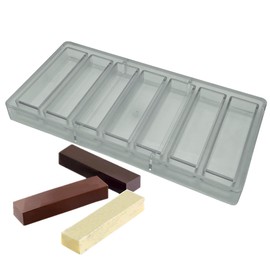 Goldbaking 7-Cavities Chocolate Covered Gralona Bar Mold Tectangle Energy Bar Mould Polycarbonate Deep Filling Chocolates Making Tool Candy DIY Maker