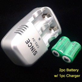 UltraFire 2 PC UltraFire CR2 800mAh 3.0V Li-ion Rechargeable Battery & 1PC Battery Charger