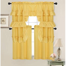 GoodGram Country Farmhouse Living - Juego de cortinas de cocina y cenefa de cocina, varios colores (amarillo)