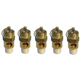 Sellerocity American Made ASME Code 5-Pack of Brass Air Compressor Safety Valves Featuring Stainless Steel Spring & Silicone Seal, 1/4 NPT, 400 PSI, 336 CFM, with Internal Viton Seal