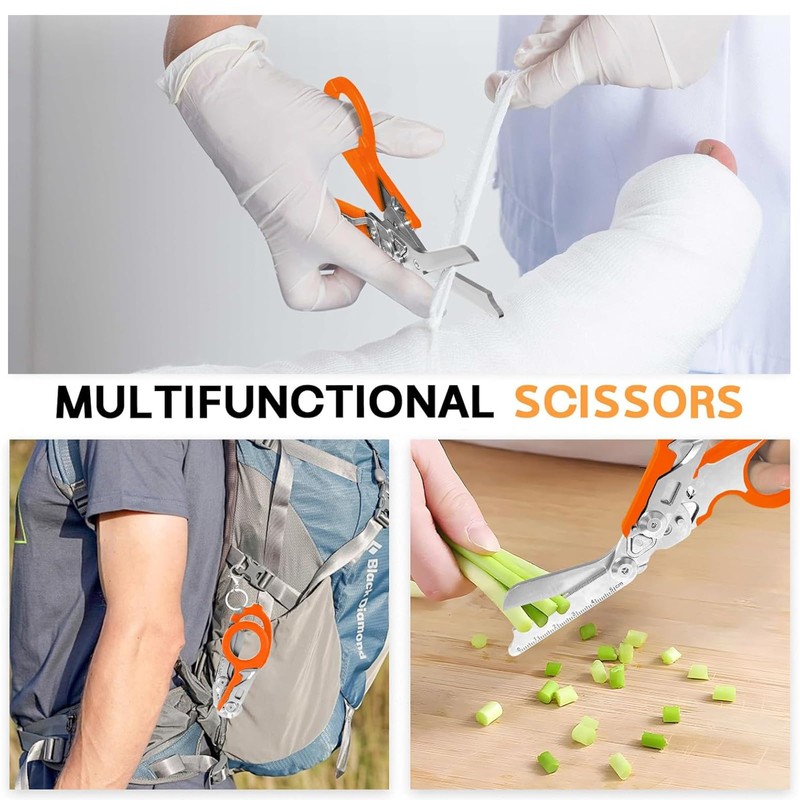 Rescue Scissors, Trauma Scissors, 6-in-1 Foldable Trauma Scissors, Emergency Scissors,