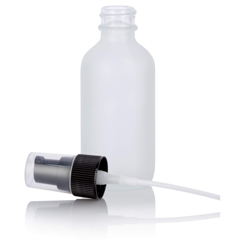 JUVITUS 2 oz Frosted Clear Glass Boston Round Bottle with