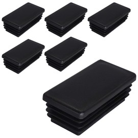 SKIR'CO Pack of 6 Rectangular Plastic Plugs 30 x 60 mm, Matt Rectangular Plugs, Rectangular Tube Inserts, Fence Post Caps, Black RAL 9005