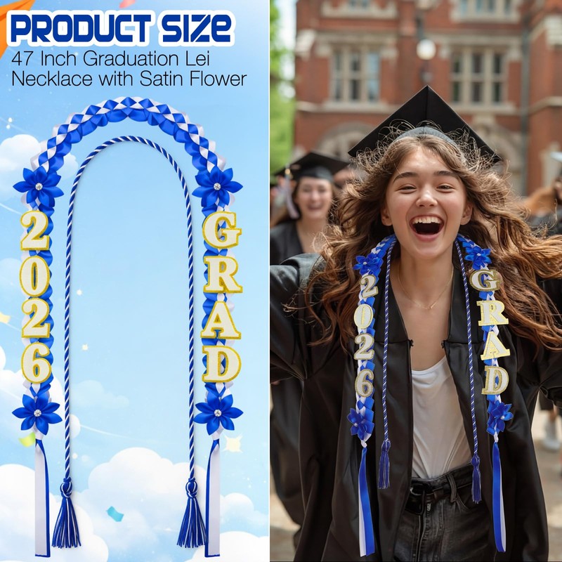 Dingion 2 Pcs 47 Inch Graduation Lei Necklace 2026 Ribbon