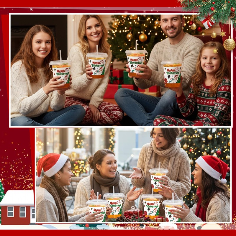 Shinymoon 20 Pcs Christmas Plastic Buckets Bulk Merry Christmas Cups