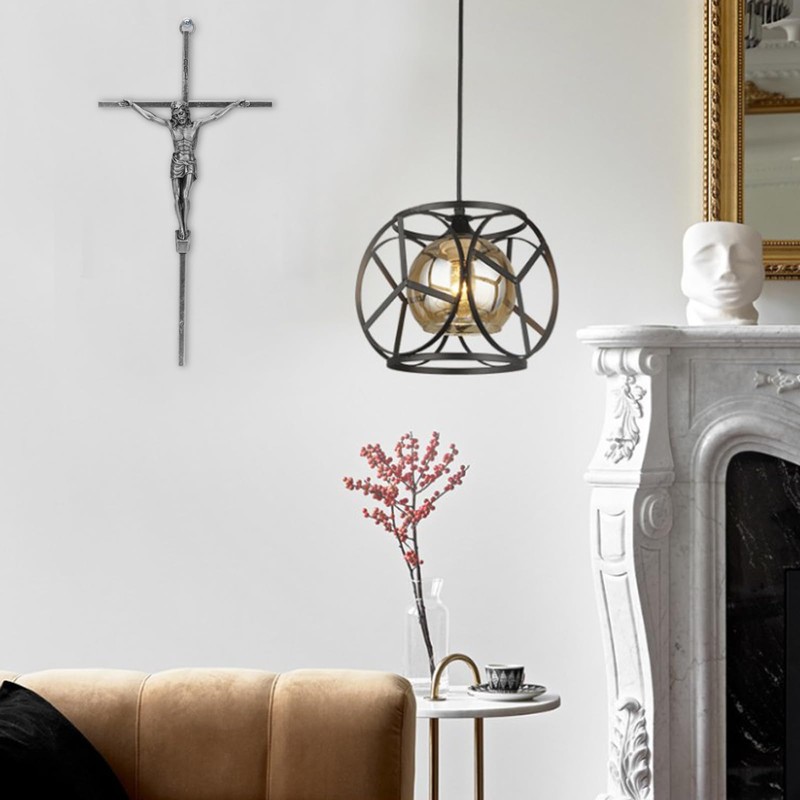 Pietism Crucifix Wall Cross Silver 10 Inches Metal Wall Cross