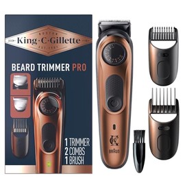 Recortadora de barba King C. Gillette PRO con 40 ajustes de longitud de barba en pasos precisos de 0.020 in, diseño inalámbrico y 1 recortador, 1 cepi