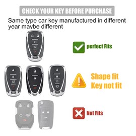Gematay for Chevy Key Fob Cover with Keychain, Key Shell Cover Compatible with Malibu Equinox Blazer Cruze Camaro Traverse Volt Bolt Sonic Smart Key Fob, White