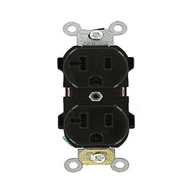 Leviton 5352-E 20-Amp, 125 Volt, Industrial Heavy Duty Grade, Duplex Receptacle, Straight Blade, Self Grounding, Black