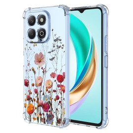 Threehao Funda para Honor X6B Plus y Honor X6B, Transparente Carcasa con Aesthetic Dibujos Flores Mujer Niñas Diseño Case, Suave Silicona Ultrafina TPU Bumper Antichoque Protección